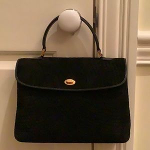 Bally quilted black suede bag.